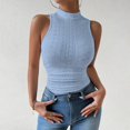 thumbnail image 1 of Womens Tops 2025 Women's Fashionable Simple Open Umbilical High Neck Mesh Versatile Tank Top Shirts for Women, 1 of 4