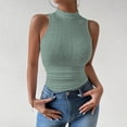 thumbnail image 1 of Womens Tops 2025 Women's Fashionable Simple Open Umbilical High Neck Mesh Versatile Tank Top Shirts for Women, 1 of 4