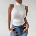 thumbnail image 1 of Womens Tops 2025 Women's Fashionable Simple Open Umbilical High Neck Mesh Versatile Tank Top Shirts for Women, 1 of 4