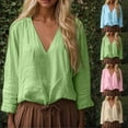 thumbnail image 1 of Womens Tops 2026 Solid Color Casual V Neck Long Sleeve Loose Set Head Net Color Color Top T Shirt Casual Blouses, 1 of 5