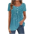 thumbnail image 1 of Womens Tops 2026 Summer Dressy Casual Floral Printed Short Sleeve Button Down Ruffle Pleated Shirts Loose Fit Cute Work Outfits Blouses, 1 of 5