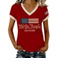 thumbnail image 1 of Womens Tops 250Th Anniversary Print V Neck T Shirt Patriotic Casual Loose Top T-Shirts for Women Red Xl, 1 of 7