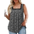 thumbnail image 1 of NISVIYA Summer Womens Tank Tops Loose Fit Square Neck T Shirts Cute Sleeveless Tunic Leopard Printed, 1 of 1