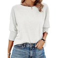 thumbnail image 1 of Womens Tops 3/4 Length Sleeve Round neck Casual Tunics Tops Basic Shirt Loose Fit Blouse, 1 of 16