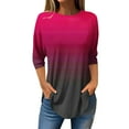 thumbnail image 1 of Womens Tops 3/4 Length Sleeve Tops Neck Casual Print Tunic T Shirts Three Quarter Length Tops Blouses For Women, 1 of 4