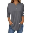 thumbnail image 1 of Womens Tops 3/4 Length Sleeve Tops Neck Casual Print Tunic T Shirts Three Quarter Length Tops Blouses For Women, 1 of 5