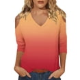thumbnail image 1 of Womens Tops 3/4 Length Sleeve Tops Neck Casual Print Tunic T Shirts Three Quarter Length Tops Blouses For Women, 1 of 7