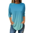 thumbnail image 1 of Womens Tops 3/4 Length Sleeve Tops Neck Casual Print Tunic T Shirts Three Quarter Length Tops Blouses For Women, 1 of 4