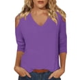 thumbnail image 1 of Womens Tops 3/4 Length Sleeve Tops Neck Casual Print Tunic T Shirts Three Quarter Length Tops Blouses For Women, 1 of 7