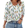 thumbnail image 1 of Womens Tops 3/4 Length Sleeve V Neck Casual Tunics Top Basic Shirt Loose Fit Blouse, 1 of 9