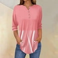 thumbnail image 1 of Pink Womens Tops 3/4 Length Sleeve Womens Tops 2025 Spring Neck Casual Print Tunic T Shirts Three Quarter Length Womens Tops Shirts for Women, 1 of 5