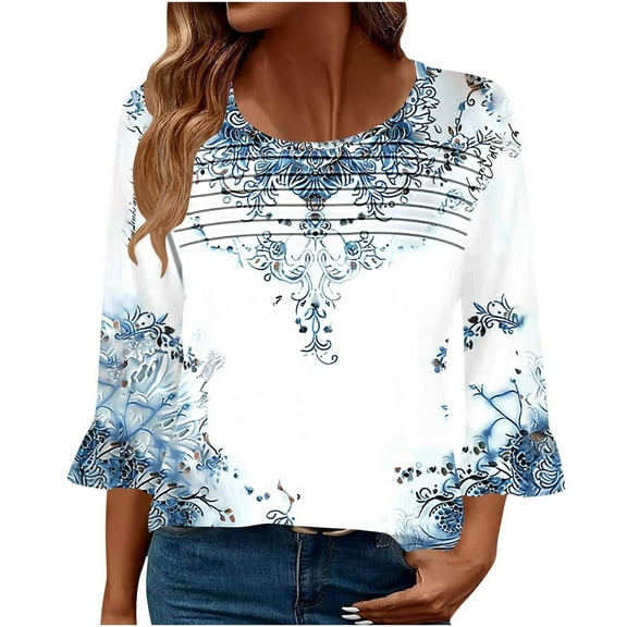 Womens Tops 3/4 Sleeve 3x Summer Blouses Summer Tops for Women Dressy Casual Womens Plus Size Graphic T Shirts Loose Fit my orders