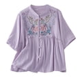 thumbnail image 1 of Womens Tops 3/4 Sleeve Button Loose Casual Blouse Summer Tops for Women, 1 of 8