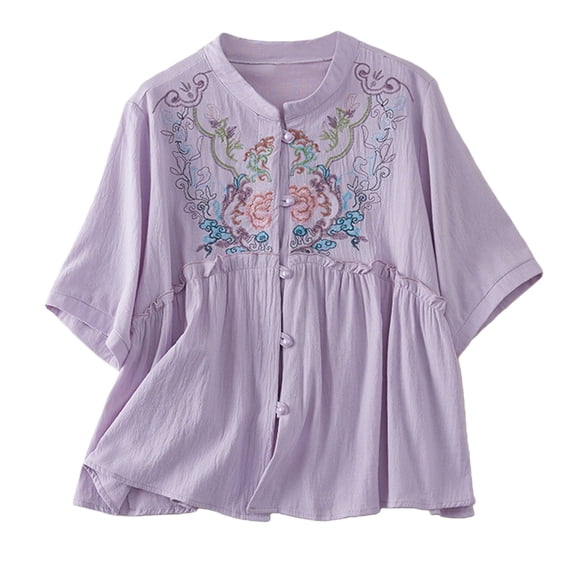 Womens Tops 3/4 Sleeve Button Loose Casual Blouse Summer Tops for Women