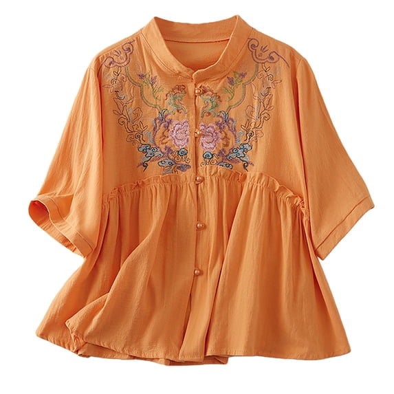 Womens Tops 3/4 Sleeve Button Loose Casual Blouse Summer Tops for Women