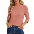 thumbnail image 1 of Womens Tops 3/4 Sleeve Crew Neck Casual Pullover Sweatshirt, 1 of 7