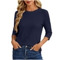 thumbnail image 1 of Womens Tops 3/4 Sleeve Crew Neck Casual Pullover Sweatshirt, 1 of 7