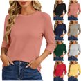 thumbnail image 1 of Womens Tops 3/4 Sleeve Crew Neck Casual Pullover Sweatshirt, 1 of 7