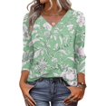 thumbnail image 1 of Womens Tops 3/4 Sleeve Dressy Casual Shirts Fall Outfits Travel Vacation Plus Size Spring Clothes Mint Green 2XL, 1 of 5