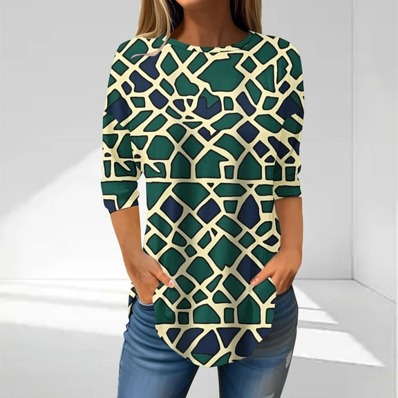 Womens Tops 3/4 Sleeve Fitted Womens Full Sleeves Summer Shirts Womens Tops for Work V Neck Graphic T Shirts for Women Plus Size my items