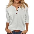 thumbnail image 1 of Womens Tops 3/4 Sleeve Henly Classic Button Down Blouses Business Work Casual Outfits Basic Tees Summer Fashion Clothing, 1 of 5