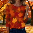 thumbnail image 1 of Womens Tops 3/4 Sleeve,Plus Size Fall Shirts for Women Casual Floral Printed Three Quarter Tunic top Loose Fit M, 1 of 6