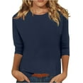 thumbnail image 1 of Womens Tops 3/4 Sleeve Round Neck Loose Casual Crewneck Cute Shirts Trendy Blouses Three Quarter Length Tshirts Tunic Tops Summer Pullover, 1 of 4