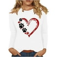 thumbnail image 1 of Womens Tops 3/4 Sleeve Shirts Cute Dog Paw Printed Sweatshirt Crewneck Pullover Top Loose Cotton Sweaters Long Sleeve Tunic Top Casual Sweatshirt for Womens Casual Tee Shirts 02-White L, 1 of 4