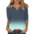 thumbnail image 1 of Womens Tops 3/4 Sleeve Tops For Summer Notched V Neck Plain T Shirts Casual Cute Three Quarter Length Blouses Blouses For Women, 1 of 6
