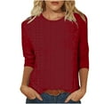 thumbnail image 1 of Womens Tops 3/4 Sleeves Eyelet Embroidery Tops Crewneck Elegant Dressy Pullover Blouse Casual Loose Comfy Tunics Tees Summer Three Quarter Sleeve Work Blouses Plus Size, 1 of 6