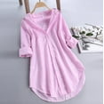 thumbnail image 1 of Womens Tops And Blouses Fashion Long Sleeve Woman Casual Button Up Pullover Shirts Striped Top, 1 of 3