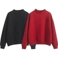 thumbnail image 1 of Womens Tops Autumn Loose Thick Fleece Lined High Collar Two Piece Sweatshirt for Women Beige L, 1 of 8