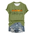 thumbnail image 1 of Womens Tops Autumn Pumpkin Embroidery Print T-Shirt Cute Graphic Short Sleeve Crew Neck Tee Soft Breathable Blend Fabric 4Xl Sweaters For Women, 1 of 4