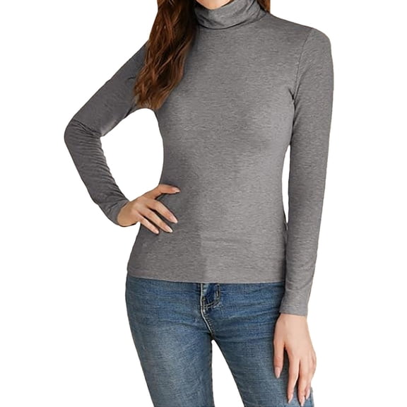 Womens Tops Autumn Slim Fashion Solid Color Long Sleeve High Neck Casual Bottoming Base Shirt Thermal Underwear Top Polyester & Spandex 1Pc Top L Womens Fall Tops