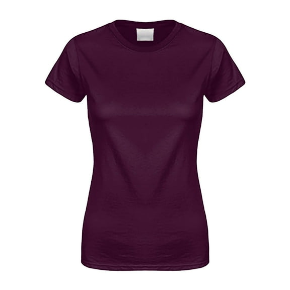 Womens Tops Basic Cotton Crew Neck Slim Fit Tee Tunic Length T Shirt 97% Cotton 1Pc 2Xl Shirts for Women