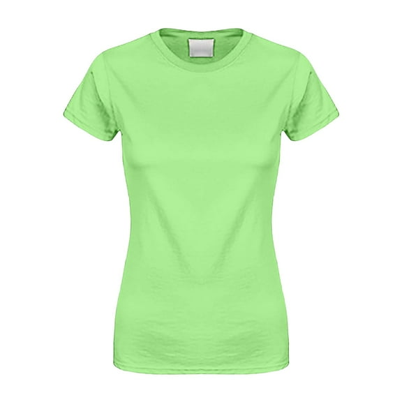 Womens Tops Basic Cotton Crew Neck Slim Fit Tee Tunic Length T Shirt 97% Cotton 1Pc L Shirts for Women