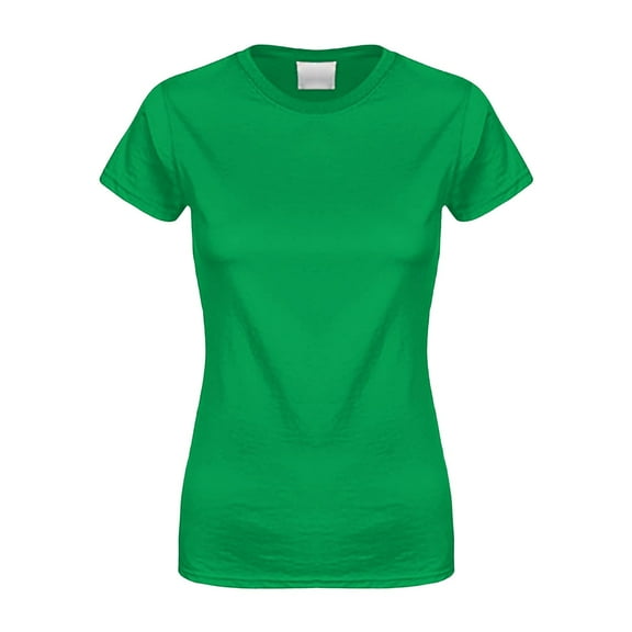 Womens Tops Basic Cotton Crew Neck Slim Fit Tee Tunic Length T Shirt 97% Cotton 1Pc L Shirts for Women