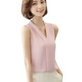 thumbnail image 1 of Womens Tops Blouse Brief Office Work Wear V Neck Sleeveless Chiffon Tops Shirt, 1 of 8