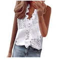 thumbnail image 1 of Womens Tops Blouse Summer Ruffle V-Neck Sleeveless Solid Print Dressy T-Shirt Top Casual Shirts, 1 of 7