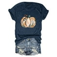 thumbnail image 1 of Womens Tops Blouses Autumn Loose Pumpkin Printed Short Sleeve Round Neck Womens Athletic Tops,Navy,3XL, 1 of 4