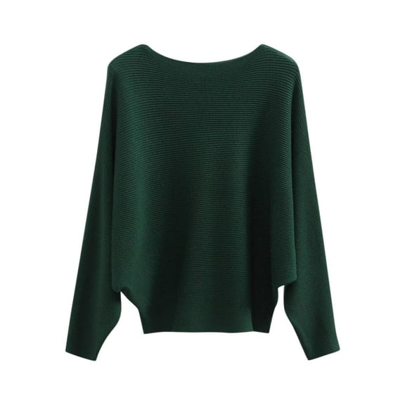 Womens Tops Blouses Blouses Fasion Off-The-Shoulder Long Sleeve One-Word Sweater Knitted Solid Color Tunic Ladies Clothing,Green,One Size