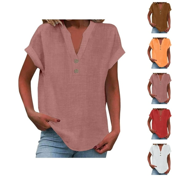 Womens Tops and Blouses – Flowy Peasant Blouse for Women Lightweight Summer Shirt for Office or Travel Women's Summer Tank Loose Fit Pleated V Neck Sleeveless Top Curved Hem Flowy
