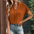 thumbnail image 1 of Womens Tops Business Casual Outfits V Neck Ruffle Sleeve Blouses Womens Fashion Clothes Womens Casual Tees Shirts for Women with Sleeves Short Sleeve Scrub Jackets Womens Long Sleeve Tees Tech Stretch, 1 of 4