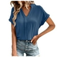 thumbnail image 1 of Womens Tops Business Casual Outfits V Neck Ruffle Sleeve Blouses Womens Fashion Clothes, 1 of 5