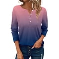 thumbnail image 1 of Womens Tops Button Long Sleeve T Shirt Round Neck Casual Tunic Top, 1 of 5
