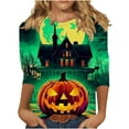 thumbnail image 1 of Womens Tops Casual 3/4 Sleeve Shirts Crew Neck Loose Casual Blouses Halloween Print Tshirts, 1 of 6