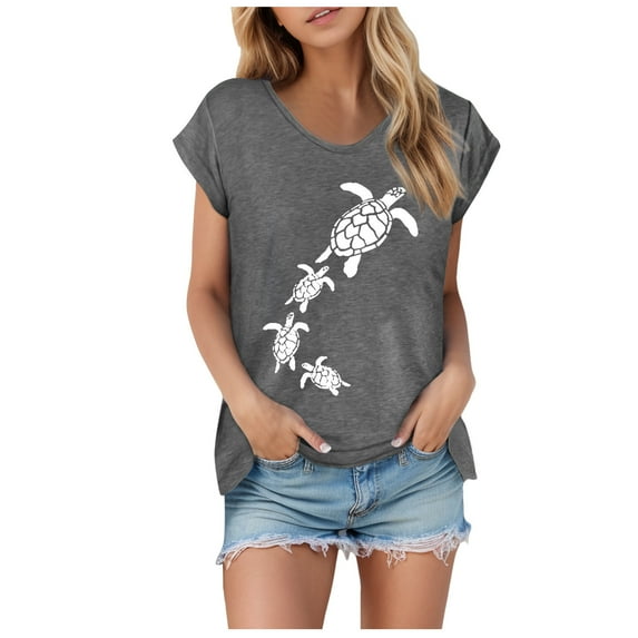 Womens Tops Casual Cap Sleeve Trendy Tank Tops Floral Print Lace V Neck Loose Fit Shirts for Women Dark Gray S