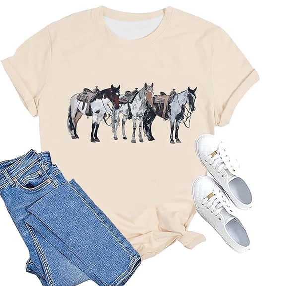 Womens Tops Casual Casual Printed Short Sleeved Crew Neck T Shirt Top T Shirts For Women