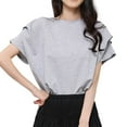 thumbnail image 1 of Womens Tops Casual Cotton Short Sleeve Crew Neck Shirts for Women Fashion Casual Loose Basic Tshirt Blouses (Gray S), 1 of 4