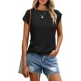 thumbnail image 1 of Womens Tops Casual Dressy Basic T Shirts Loose Fit Crewneck Cap Sleeve Tee Summer Outfits 2024, 1 of 6